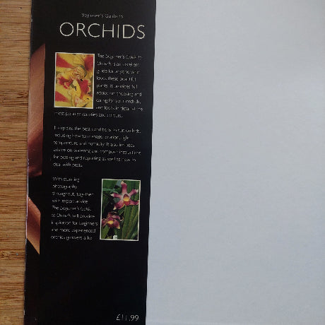 Booklet with images of orchids on a plain background